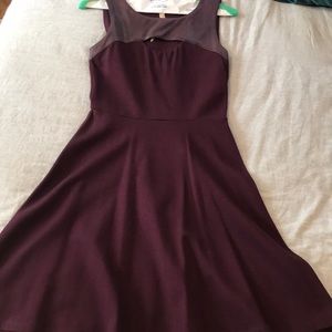 Bailey44 Maroon Dress with Leather Detail